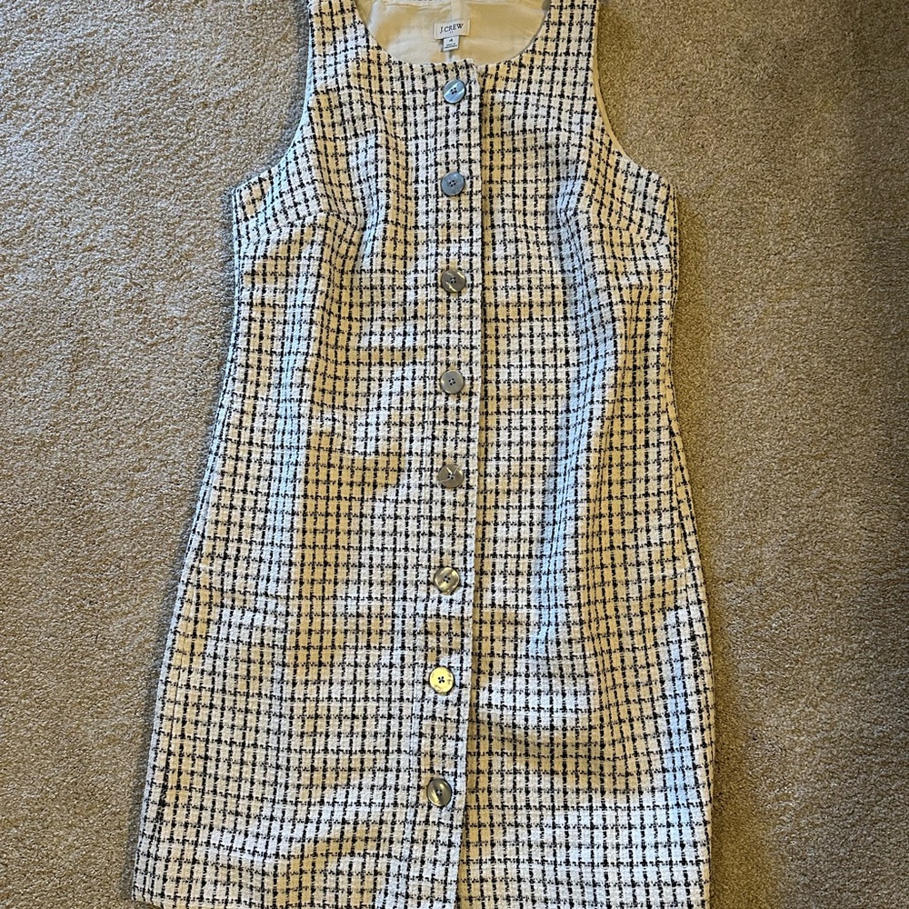 Chic Black and White Tweed Dress